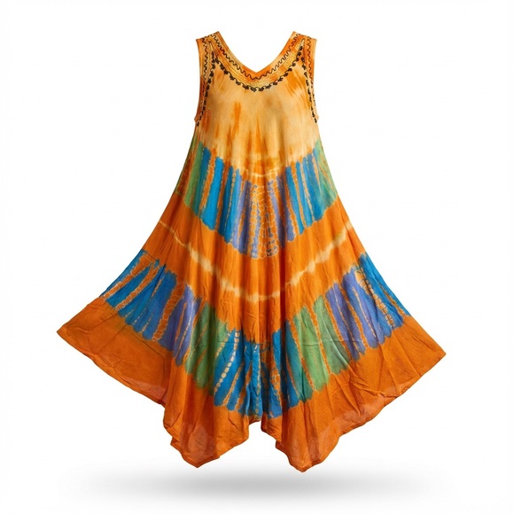 Dresses & Skirts - Tie-Dye Sleeveless Boho Dress – Flowy & Vibrant